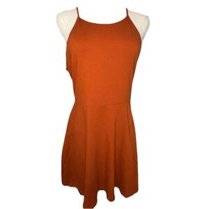 Forever 21 Womens Halter Knit Rust Orange  Boho A Line Cocktail Dress Size Large
